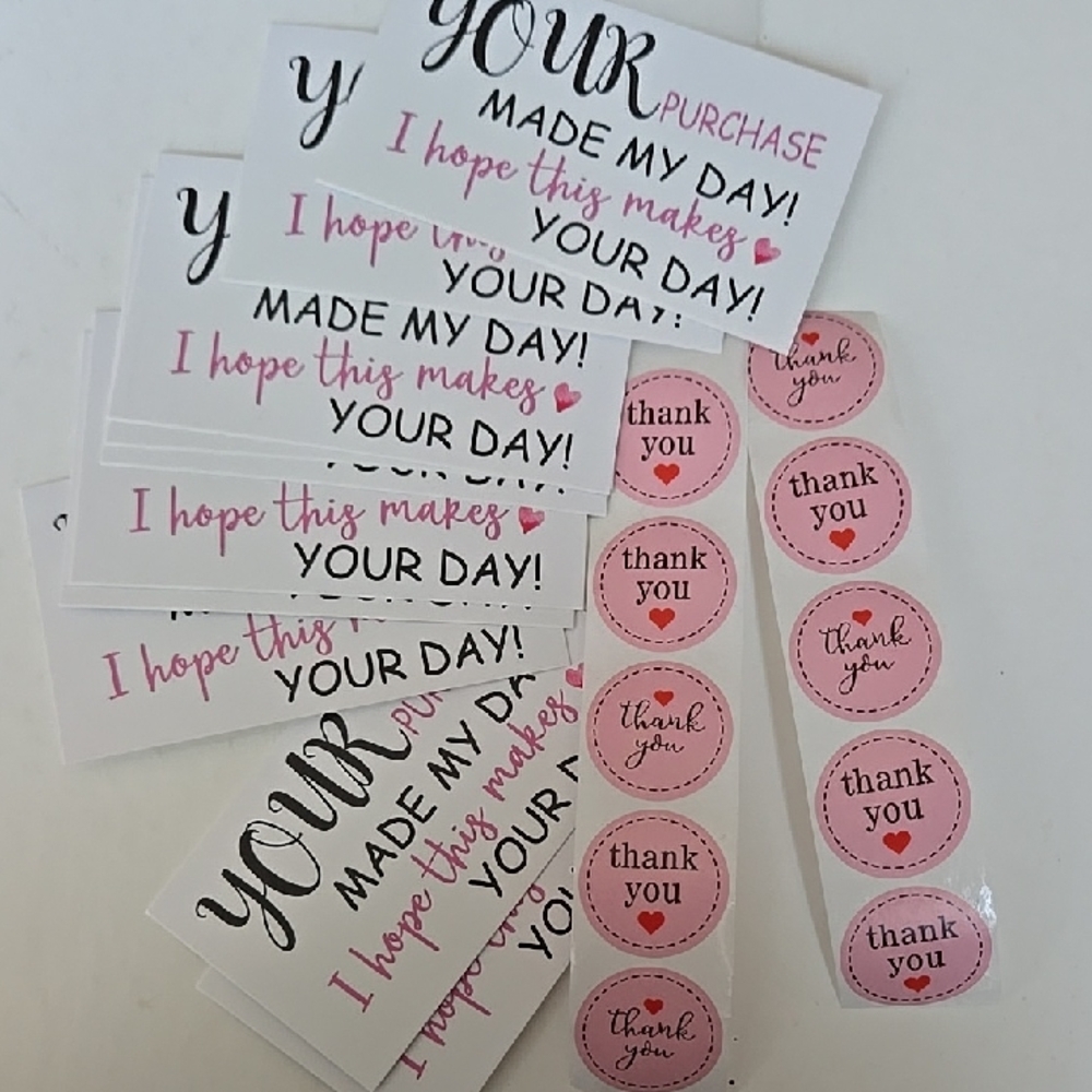 Thank You Stickers and Cards Set 20 Piece Pink Supplies